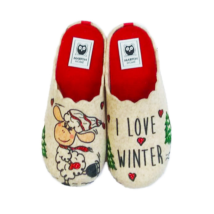 Marpen Slippers I love winter Crudo
