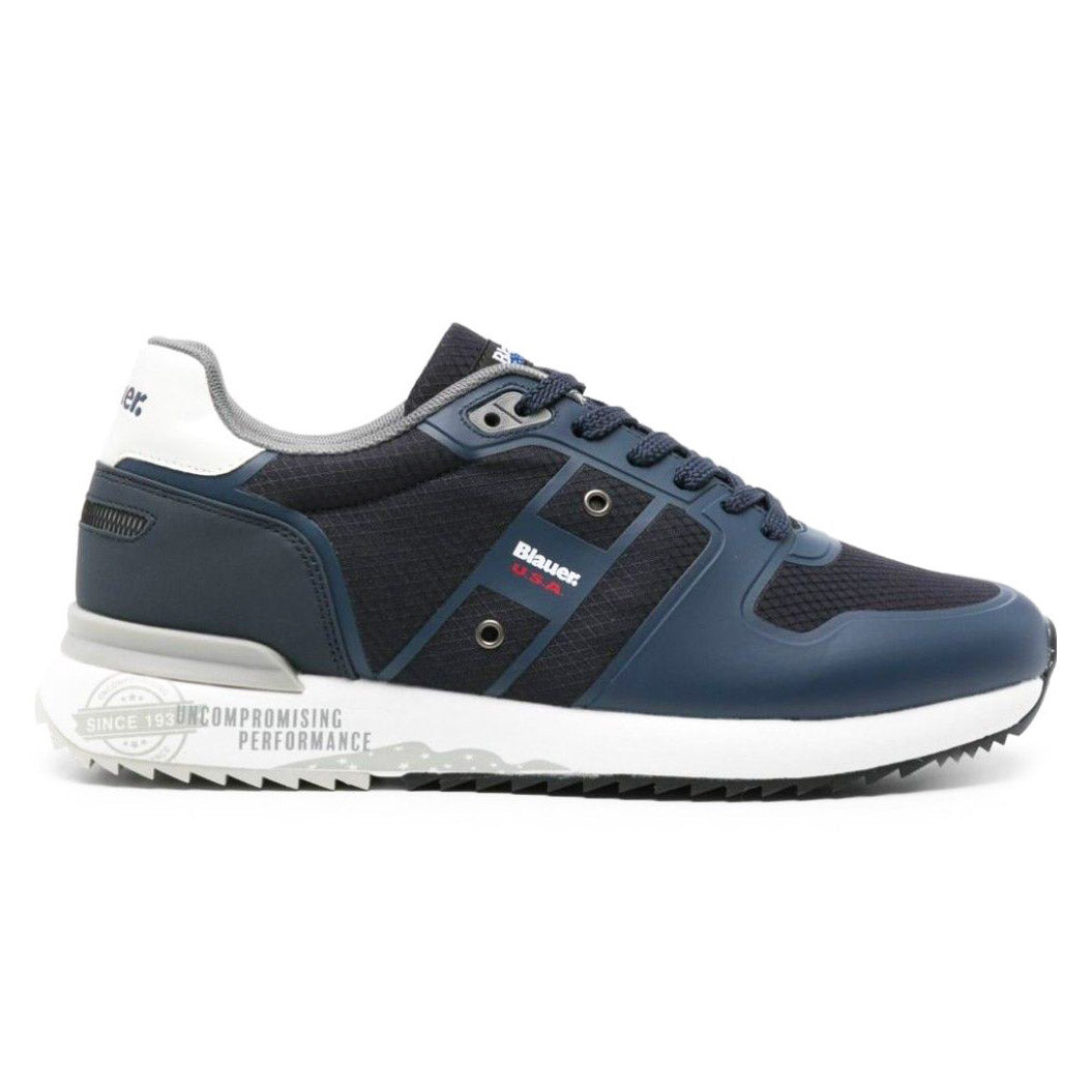 Blauer sneakers blu inserto bianco  in tessuto con lacci fondo gomma