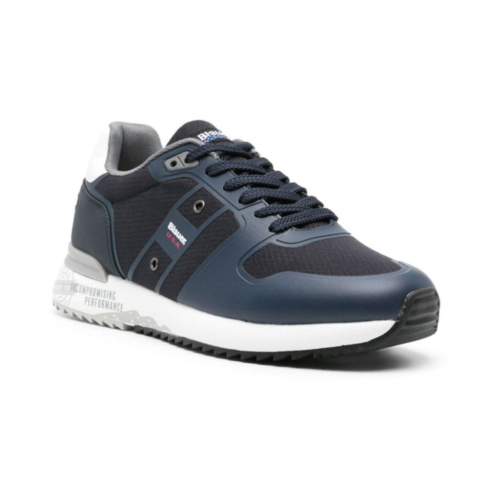 Blauer sneakers blu inserto bianco  in tessuto con lacci fondo gomma