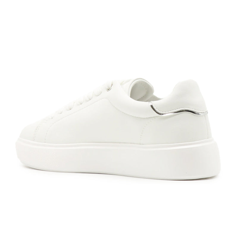 Blauer sneakers in pelle bianca con logo brillantini fondo gomma