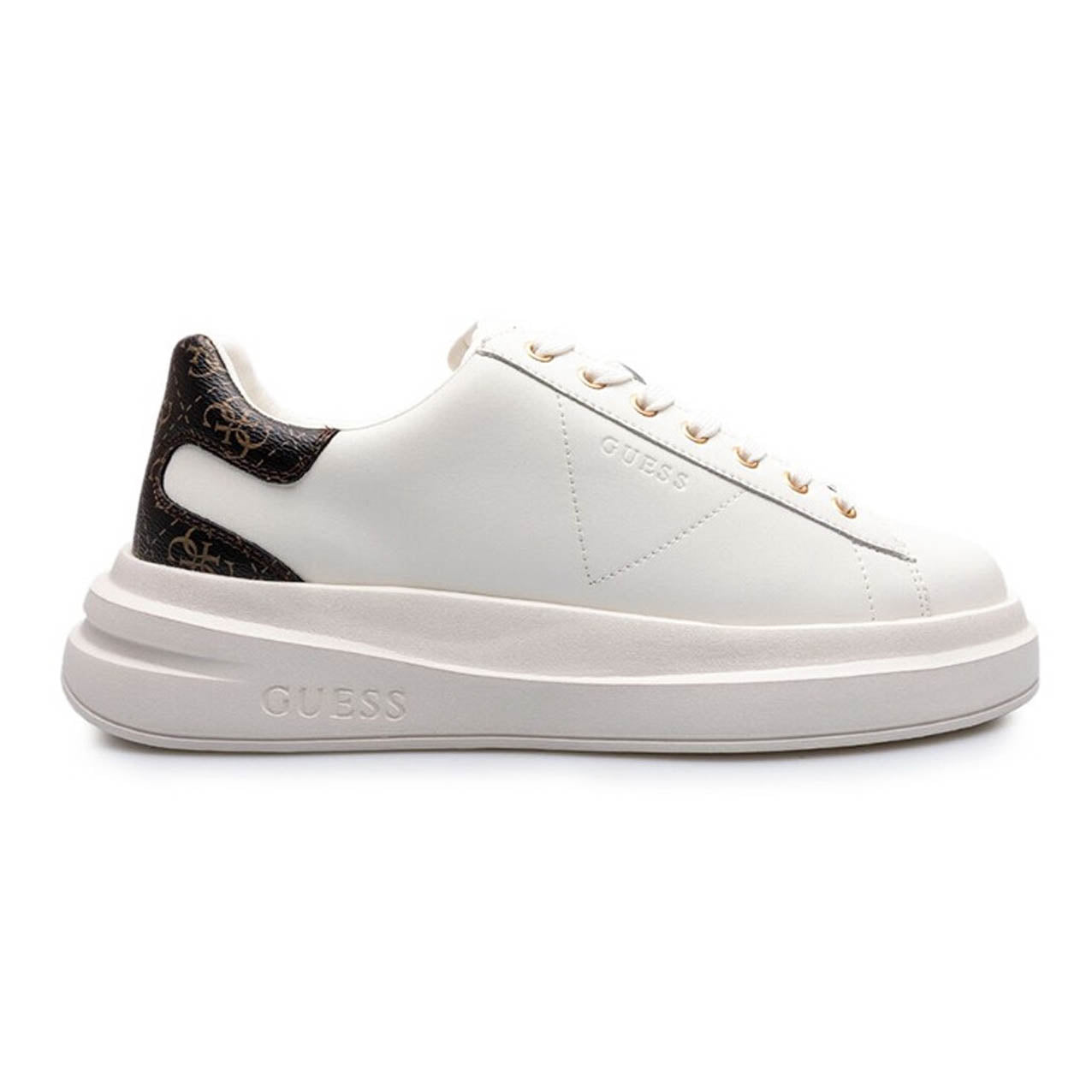 Guess uomo sneakers bianca e marrone loggata