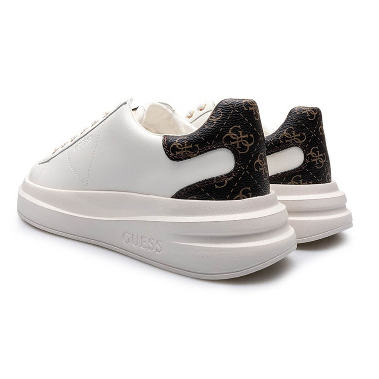 Guess uomo sneakers bianca e marrone loggata