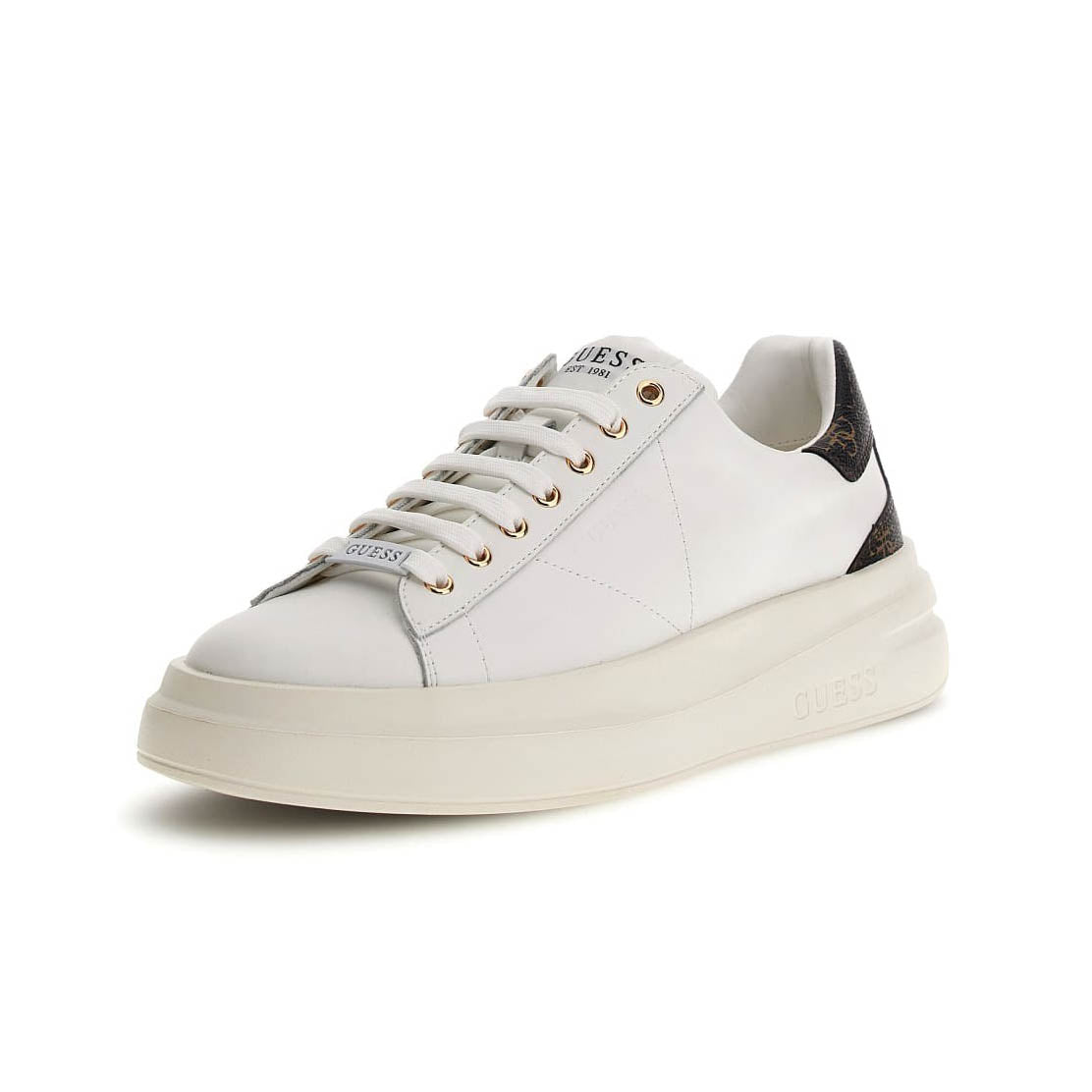 Guess uomo sneakers bianca e marrone loggata