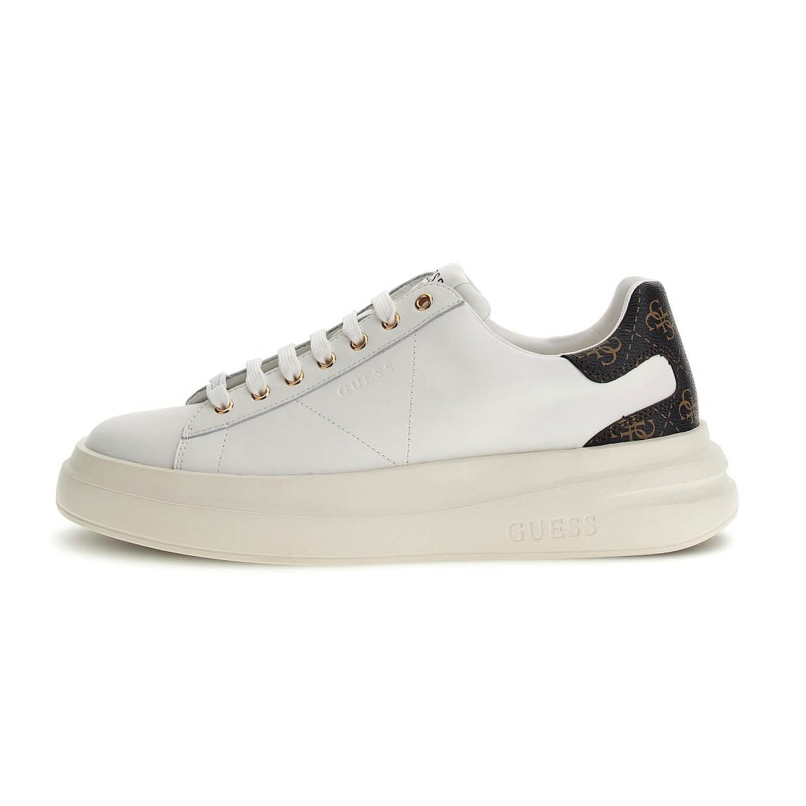 Guess uomo sneakers bianca e marrone loggata