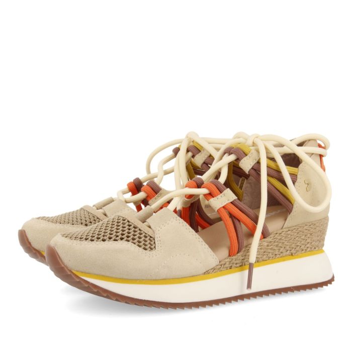 Sneakers aperte nere espadrillas con zeppa Prignani