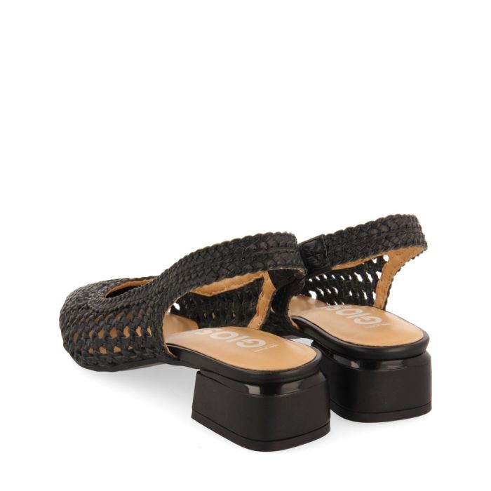 Gioseppo Slingback tacco 30 intrecciate in pelle nero