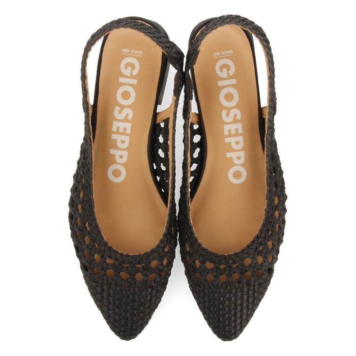 Gioseppo Slingback tacco 30 intrecciate in pelle nero