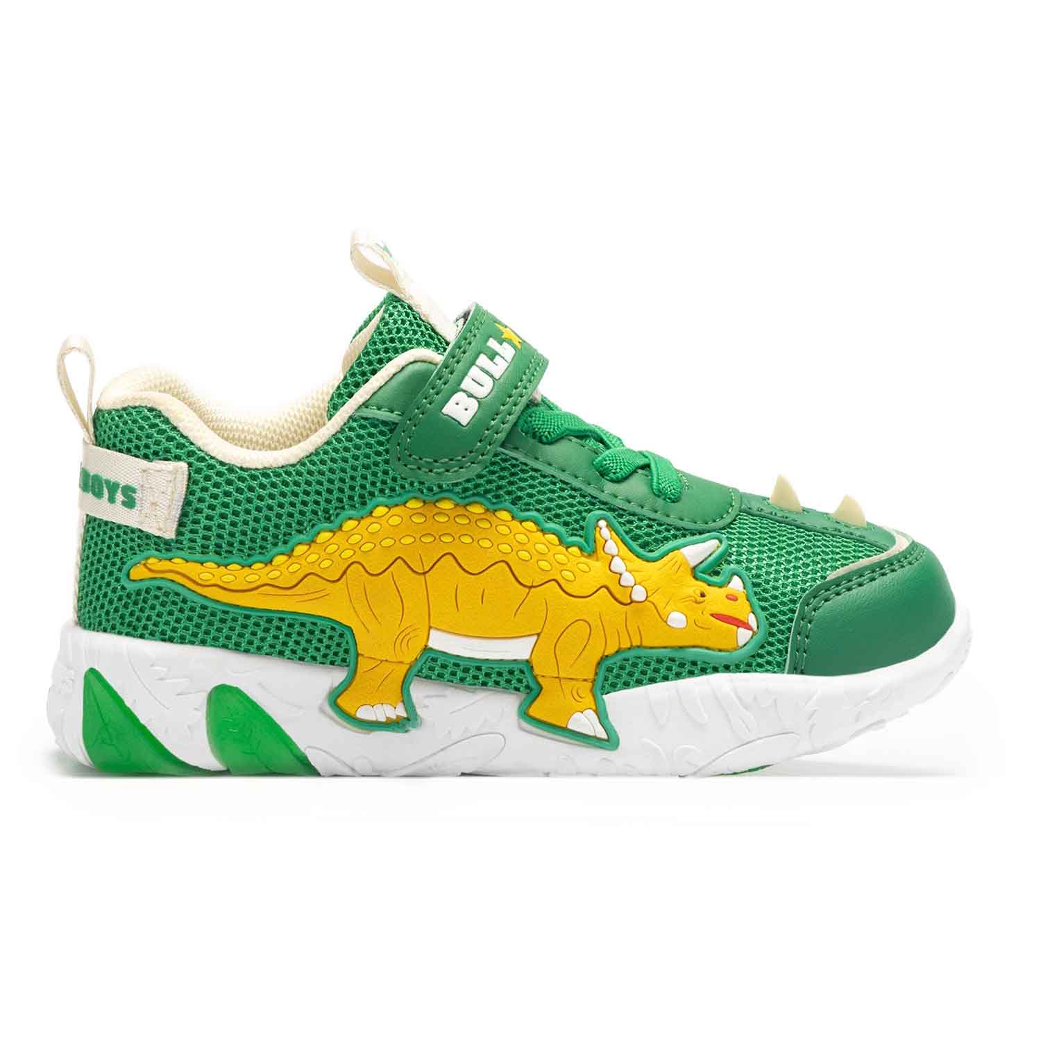 Bull Boys sneakers verde foresta triceratopo giallo