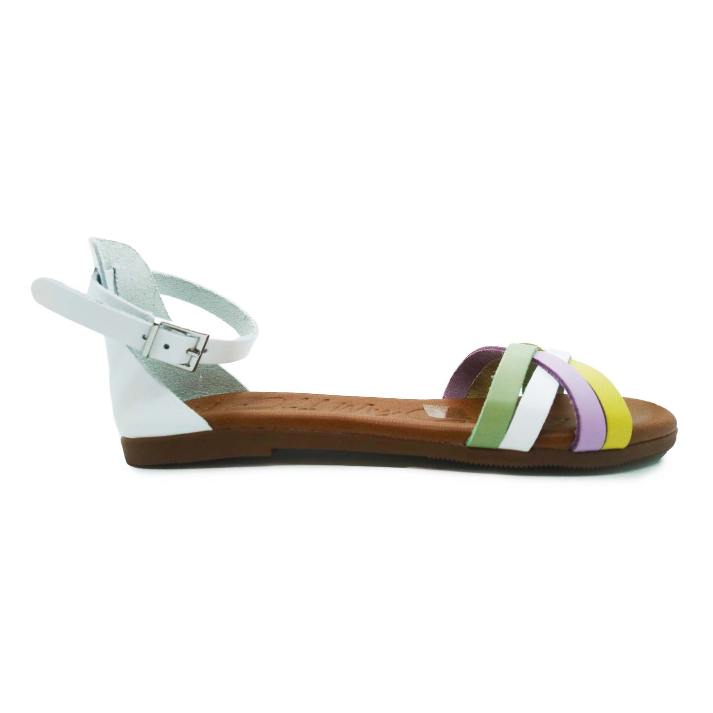 Oh My Sandals sandalo bianco basso multi fasce colorate chiuso dietro