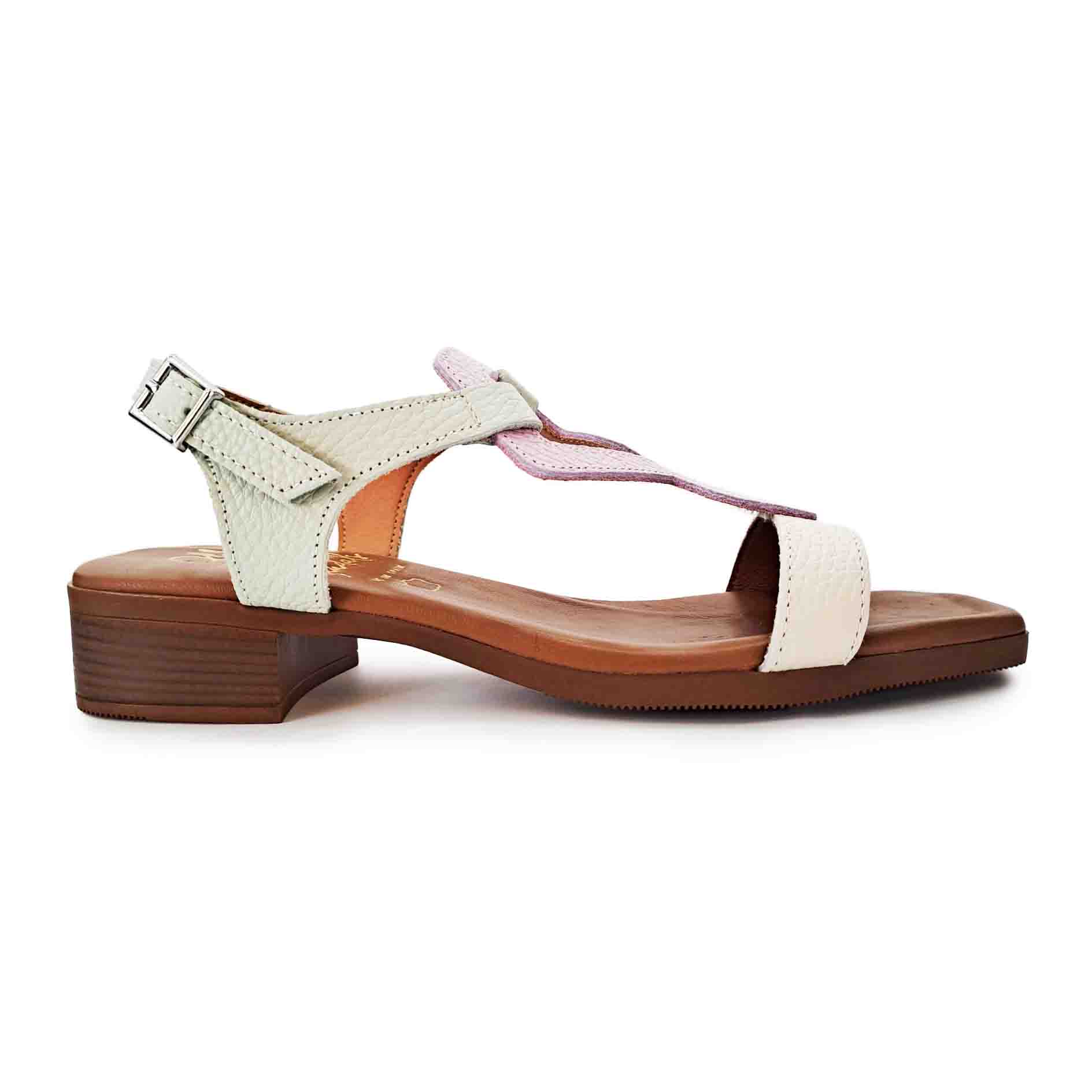 Oh My Sandals sandalo alga martellato romboidale multi viola beige con cinturino