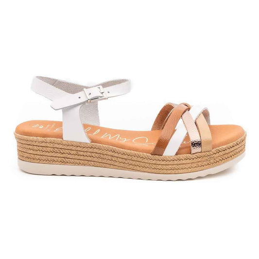 Oh My Sandals sandalo bianco con fascette multi cuoio