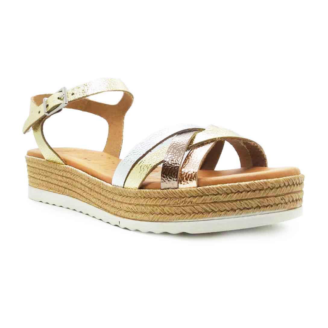 oh My Sandals sandalo platino multifasce rosa argento oro