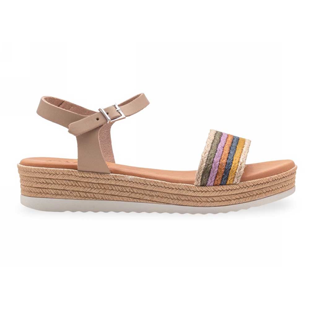 Oh My Sandals sandalo taupe fascia arcobaleno