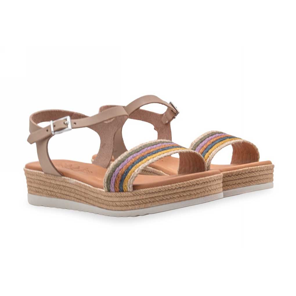 Oh My Sandals sandalo taupe fascia arcobaleno