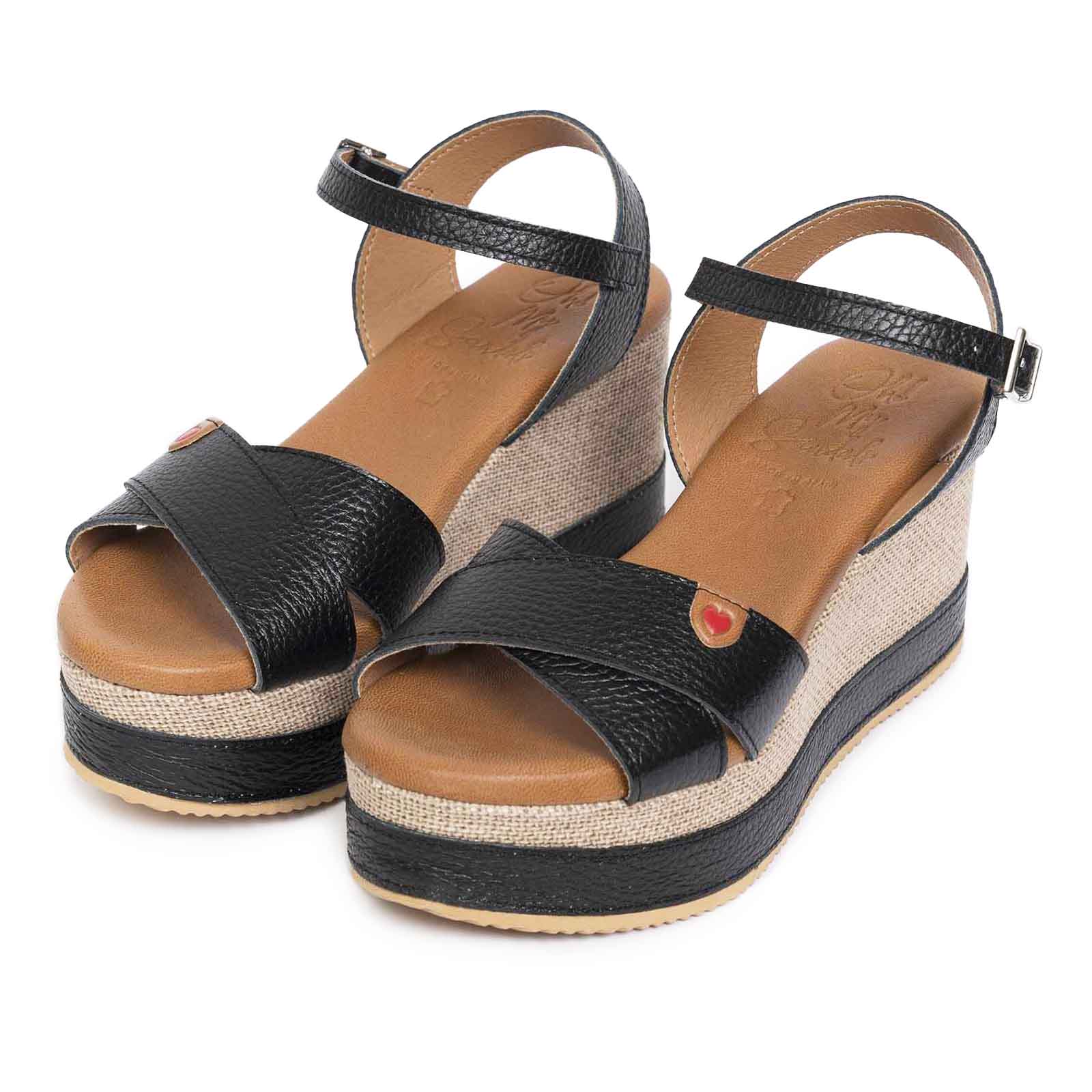 Oh My Sandals sandalo zeppa nera fascia incrociata