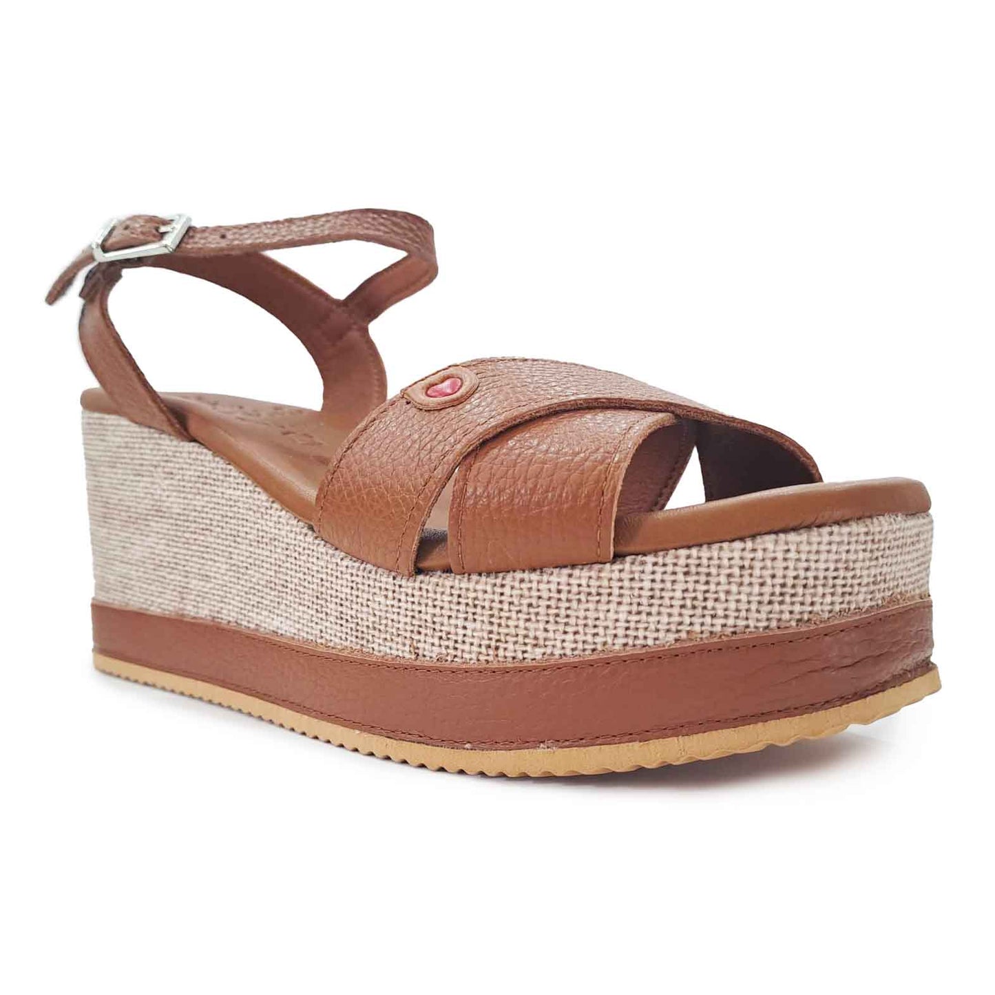 Oh My Sandals sandalo zeppa cuoio fascia incrociata