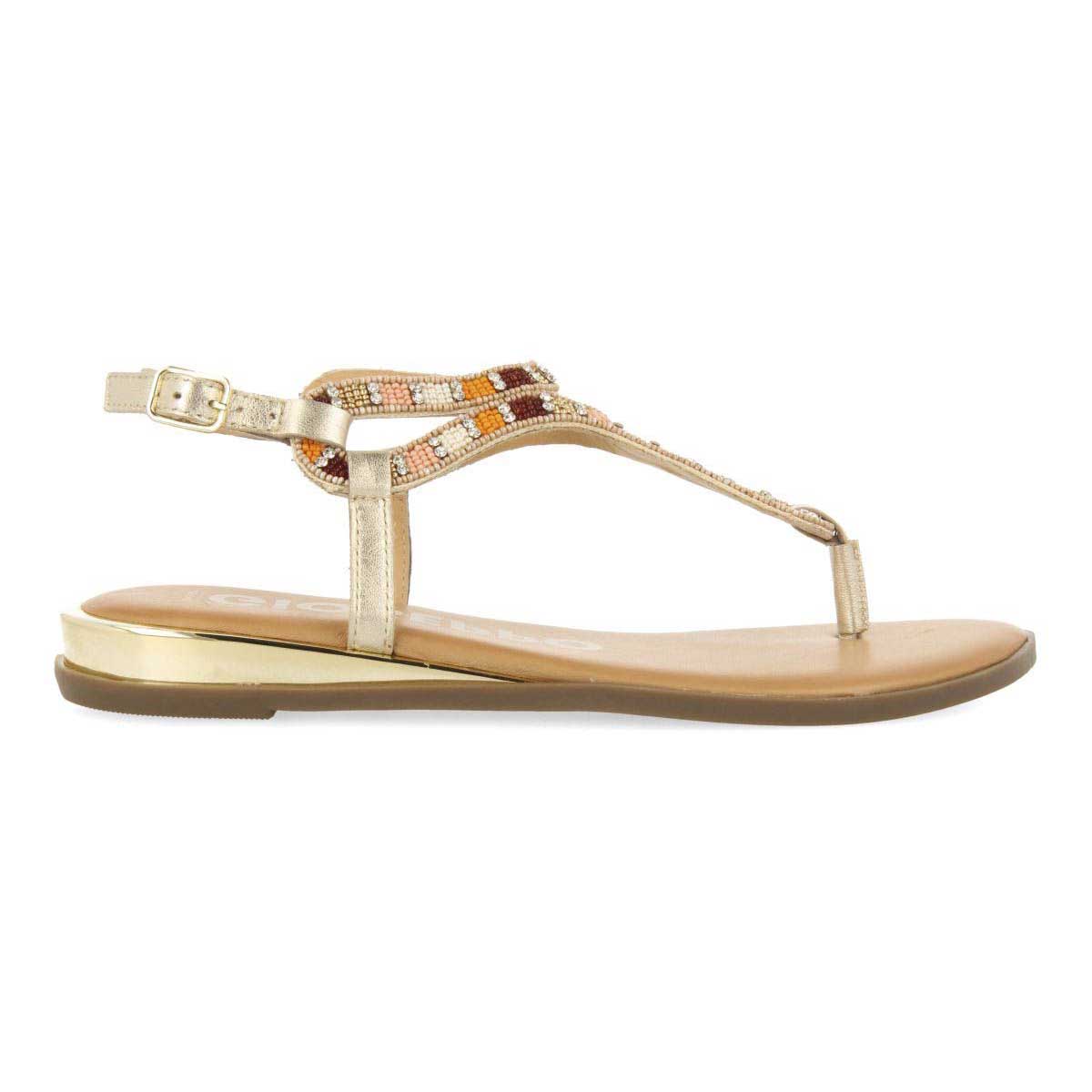 Gioseppo Sandali dorati con pietre multicolor Nyssa Oro