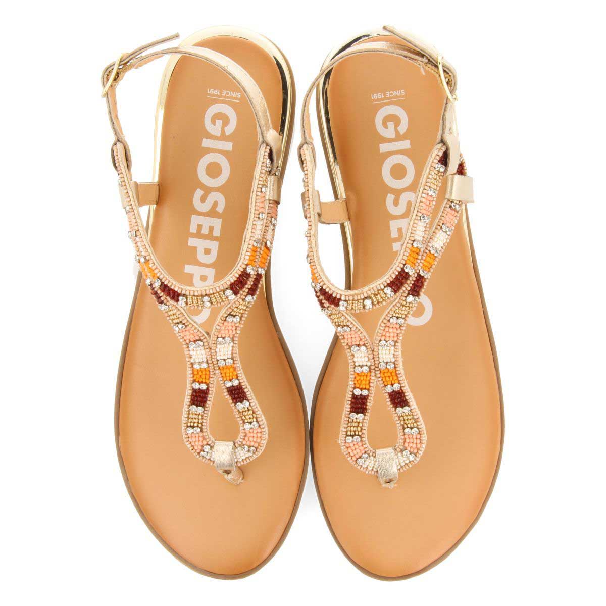 Gioseppo Sandali dorati con pietre multicolor Nyssa Oro