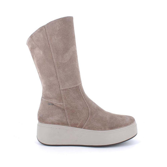 Igi&Co Stivali con zeppa in pelle da donna fango