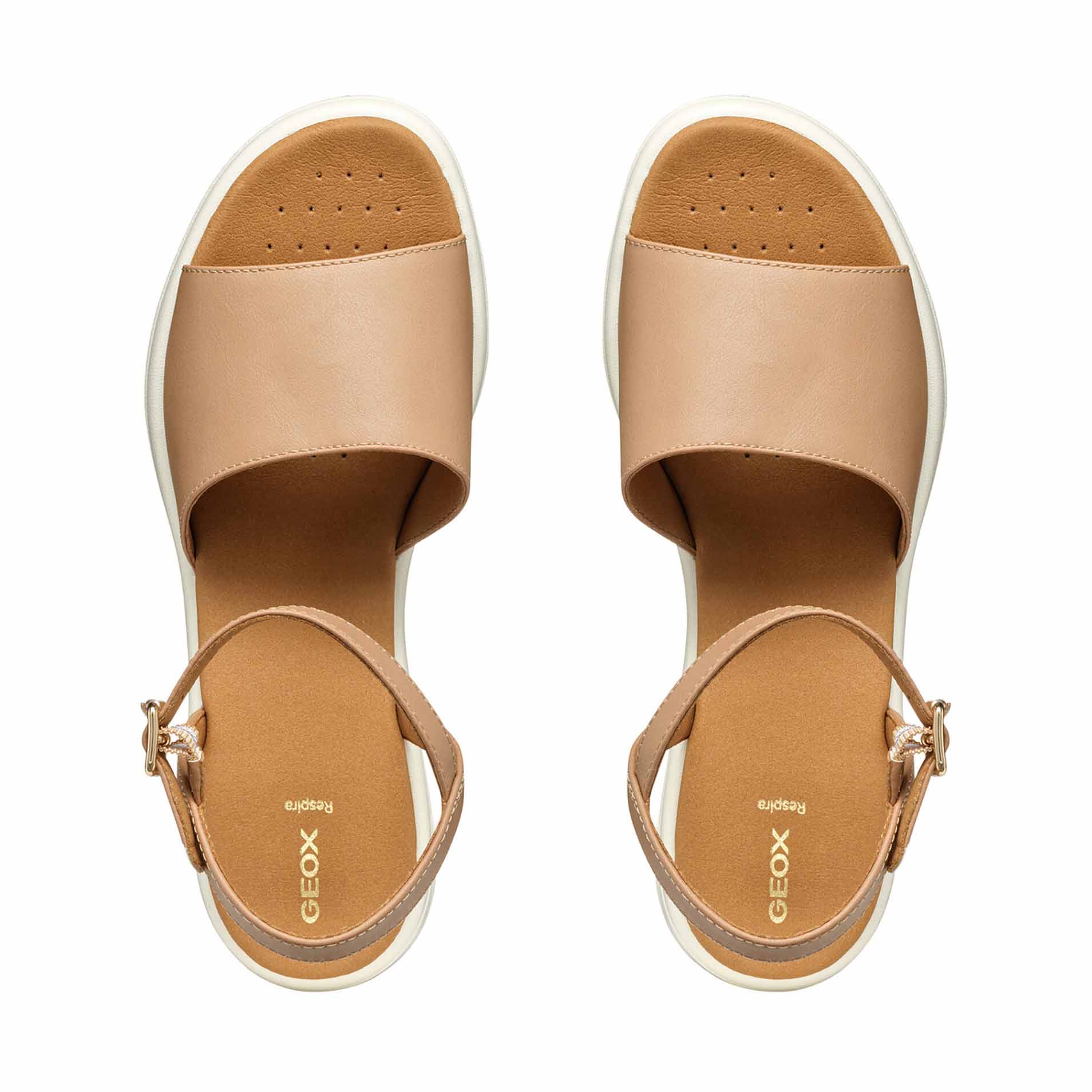 Geox sandali D MELICONIA zeppa e cinturino Taupe