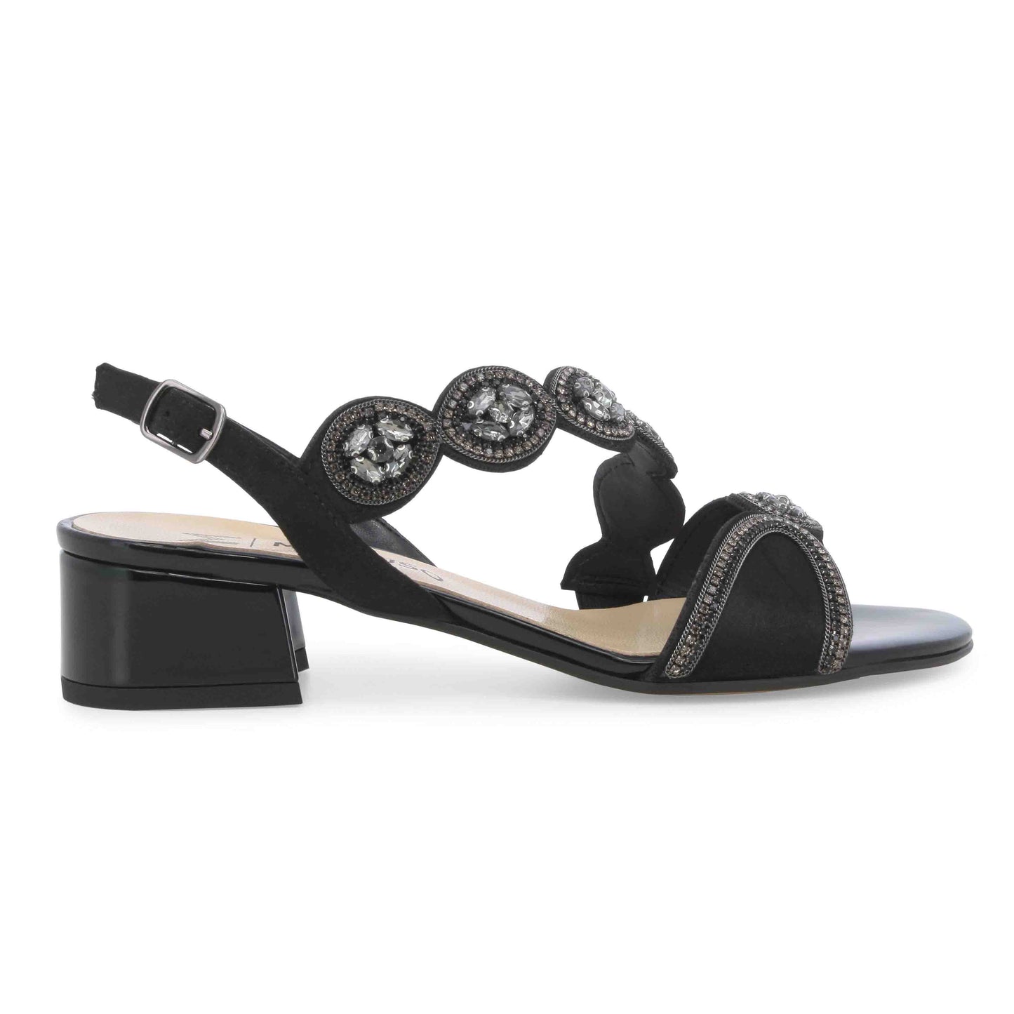 Melluso Sandalo donna in tessuto e camoscio nero k35555