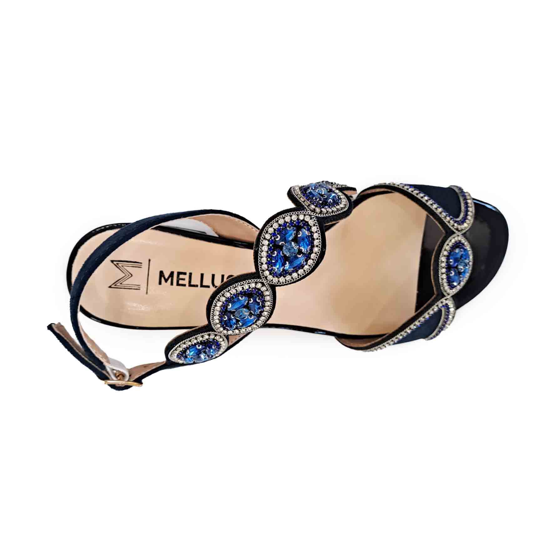 Melluso sandlo gioiello tacco a blocco blu