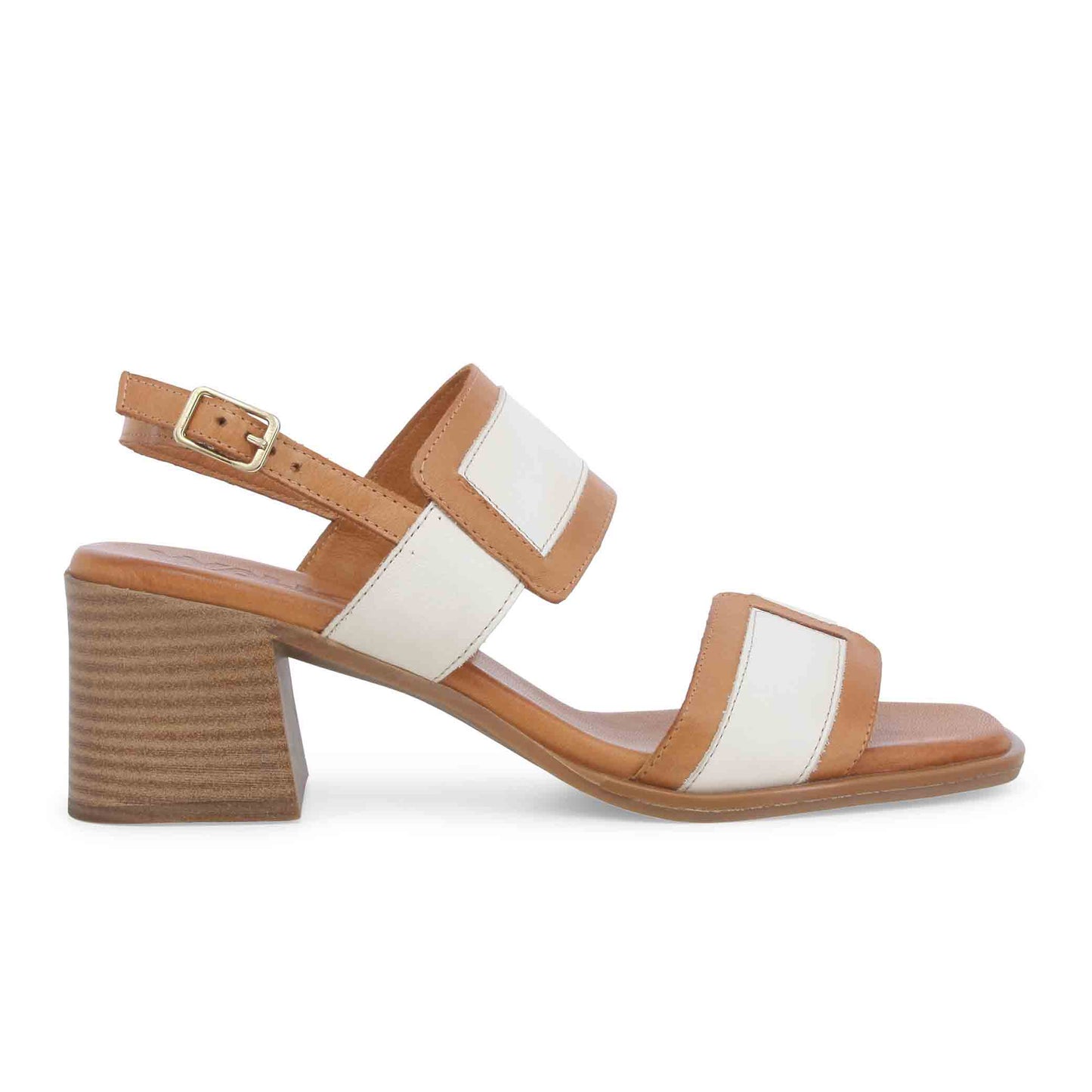 Walk Sandalo donna in pelle bianco e beige