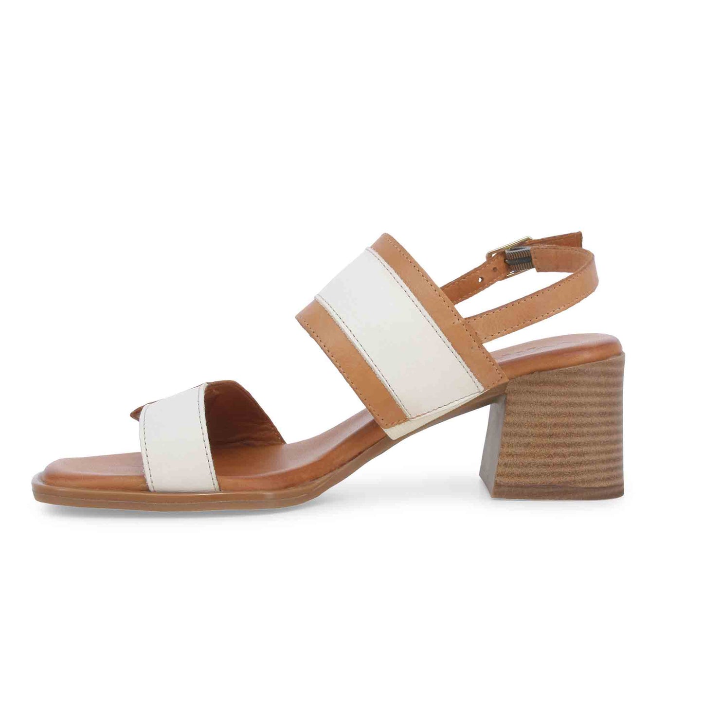 Walk Sandalo donna in pelle bianco e beige