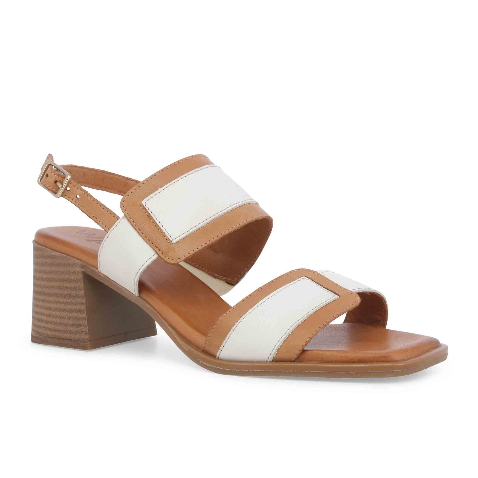 Walk Sandalo donna in pelle bianco e beige
