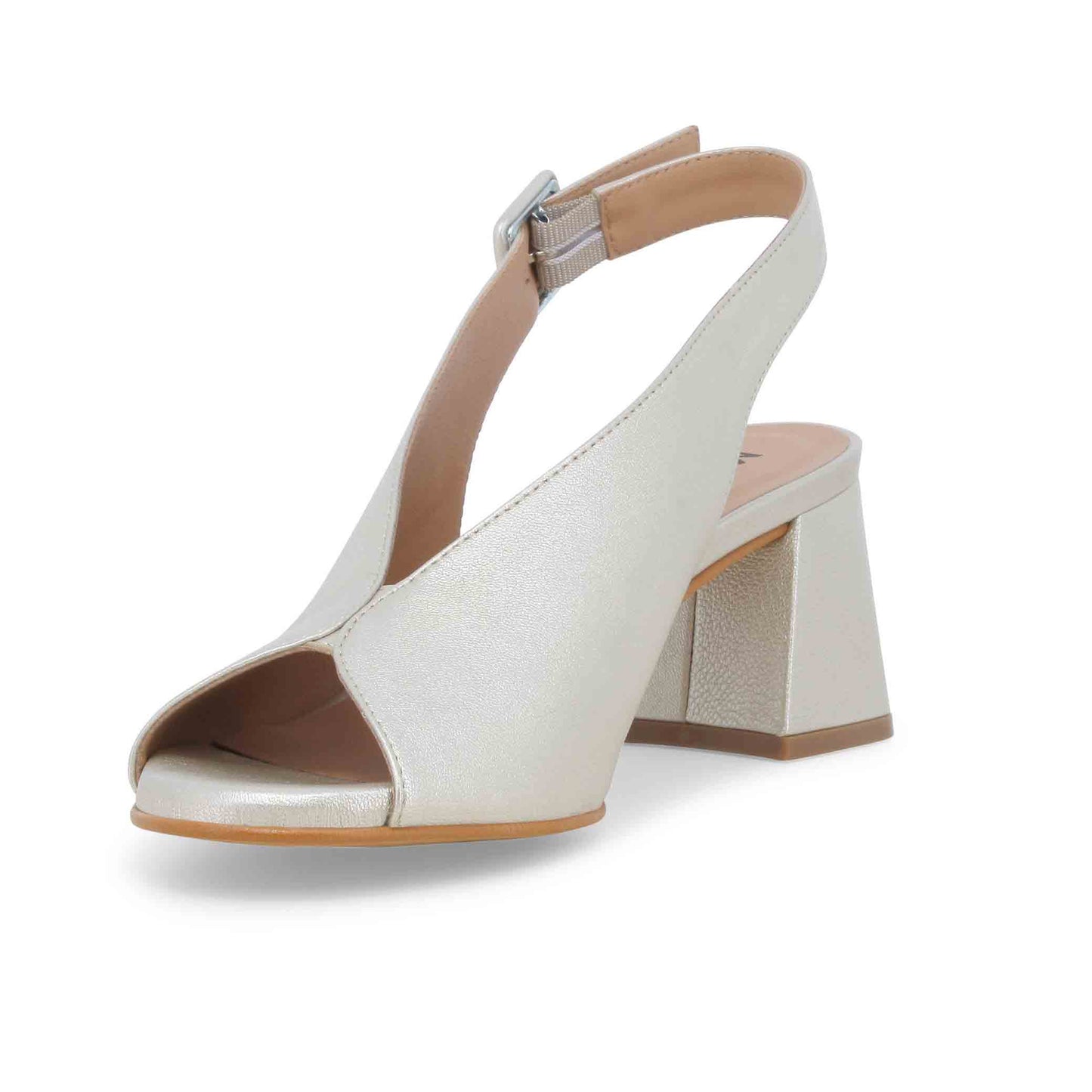 Melluso Sandalo donna comodo in pelle platino