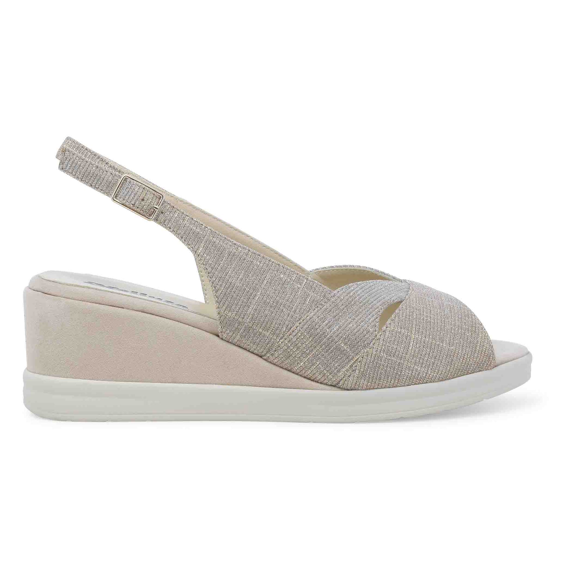 Walk Sandalo donna comodo in tessuto platino r80339z