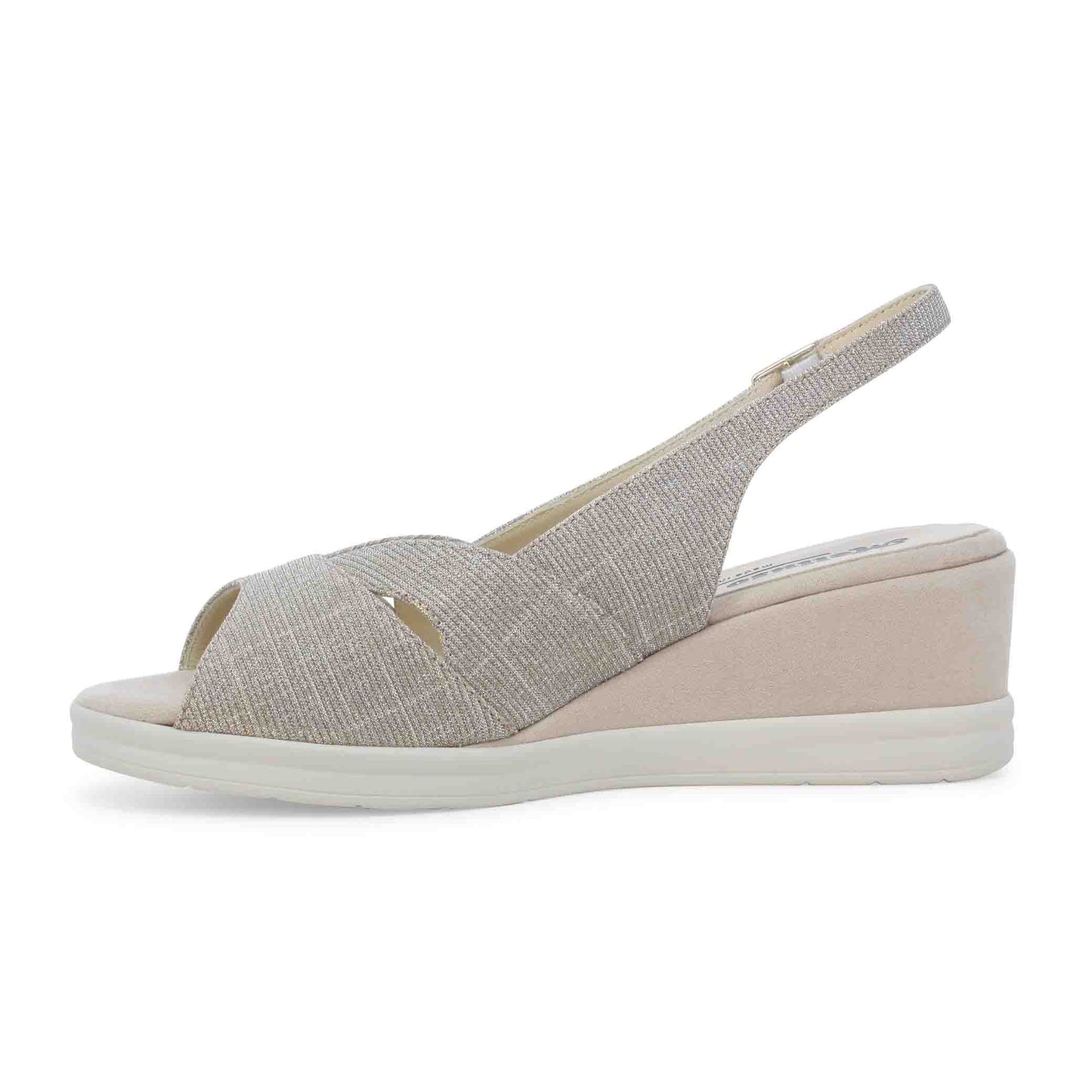 Walk Sandalo donna comodo in tessuto platino r80339z