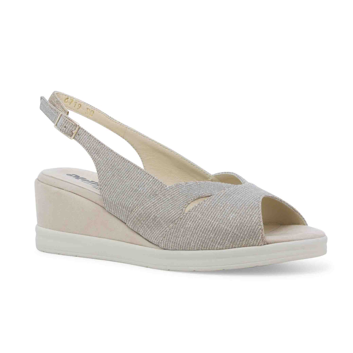 Walk Sandalo donna comodo in tessuto platino r80339z