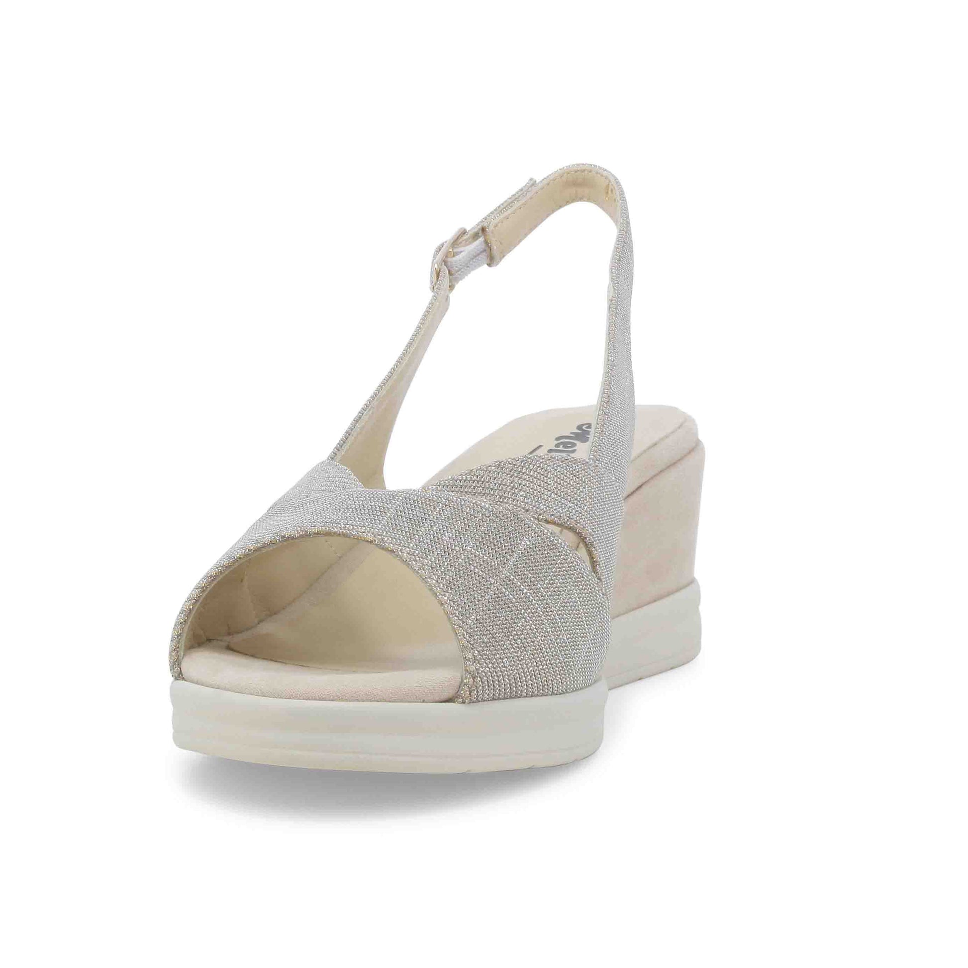 Walk Sandalo donna comodo in tessuto platino r80339z
