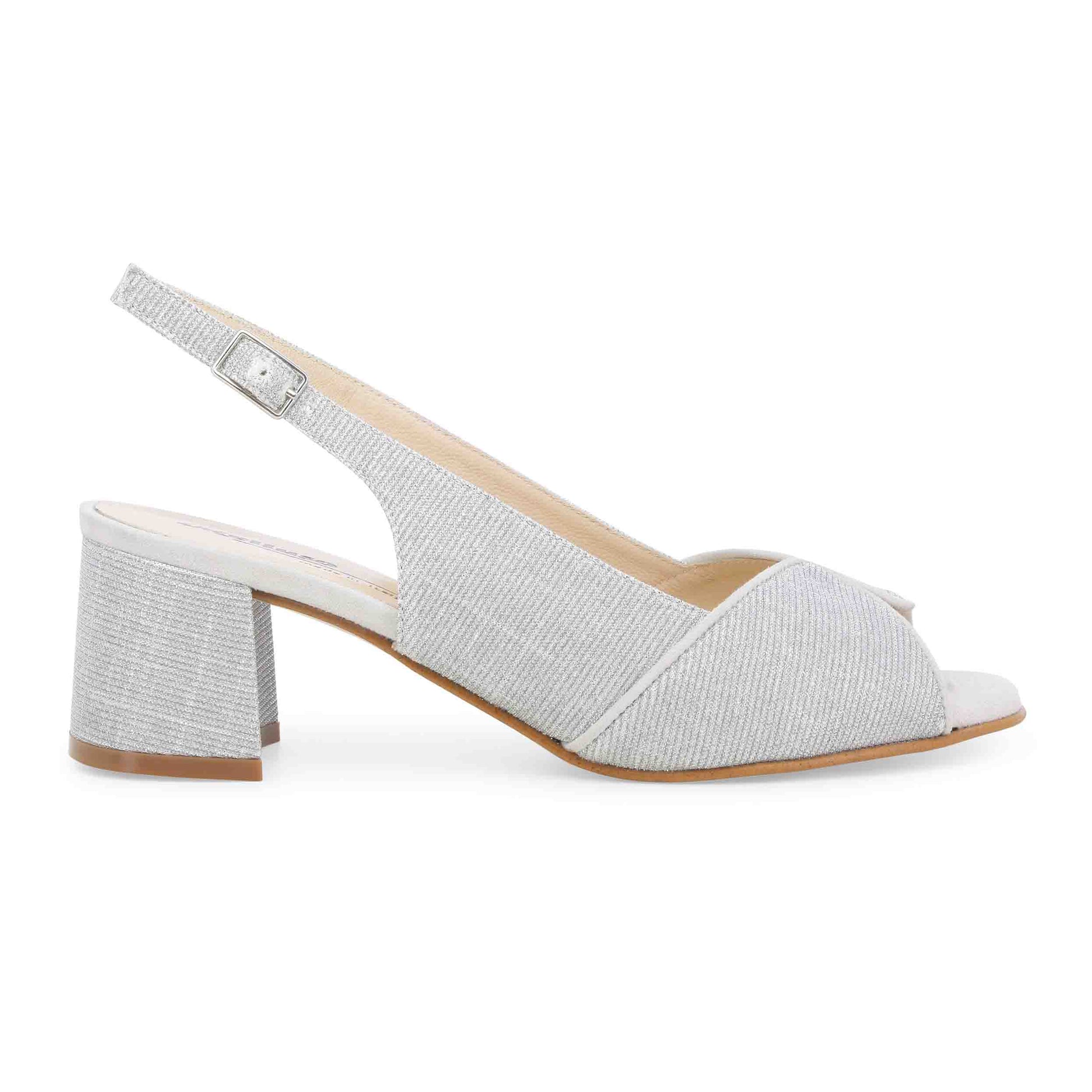 Melluso Sandalo donna comodo elegante in tessuto argento s634z