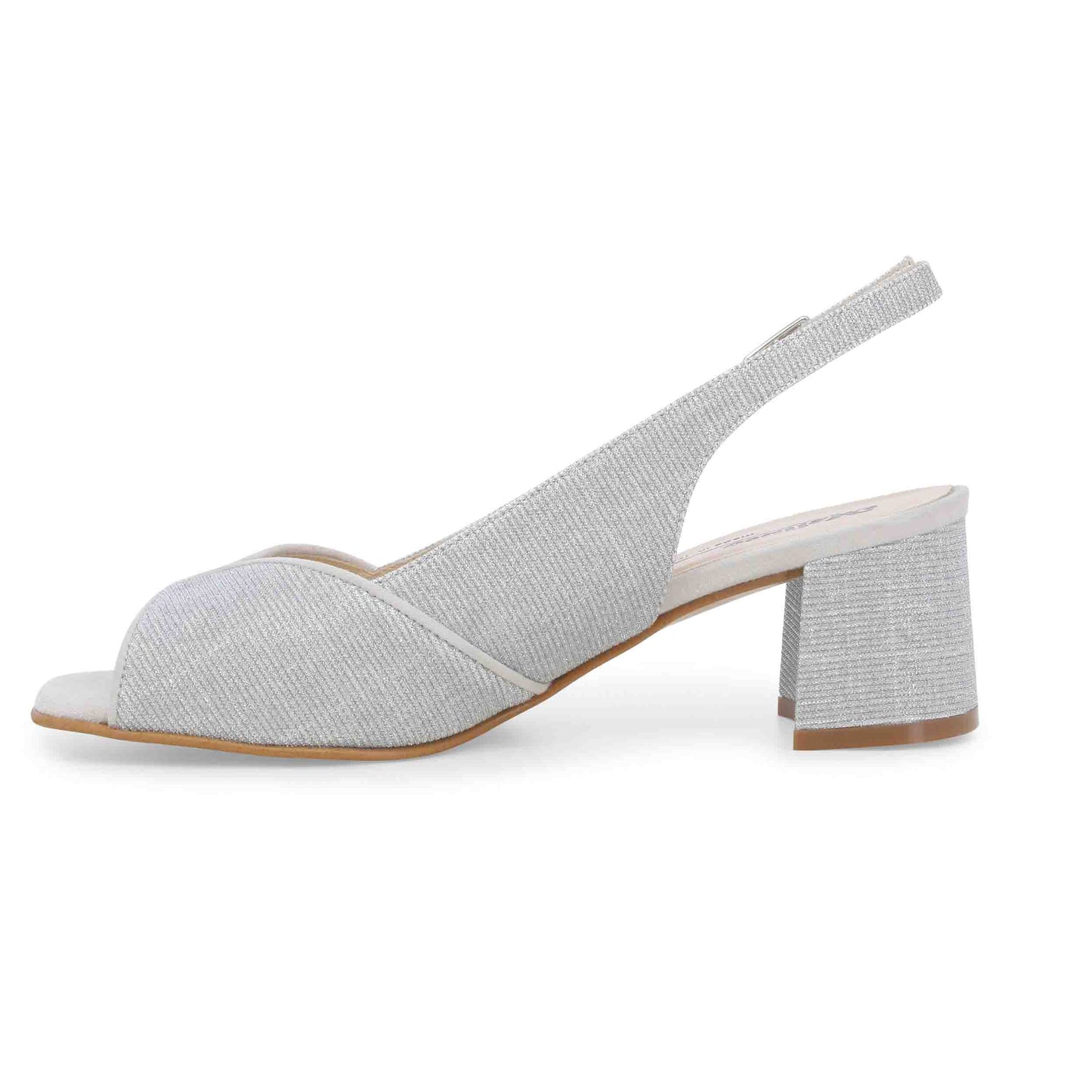 Melluso Sandalo donna comodo elegante in tessuto argento s634z