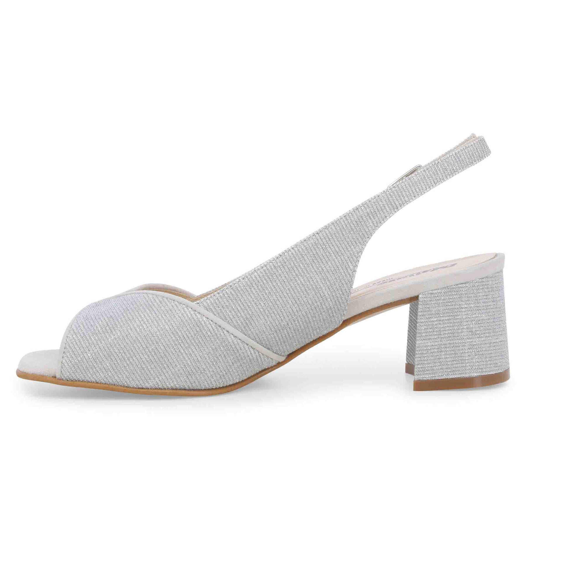 Melluso Sandalo donna comodo elegante in tessuto argento s634z