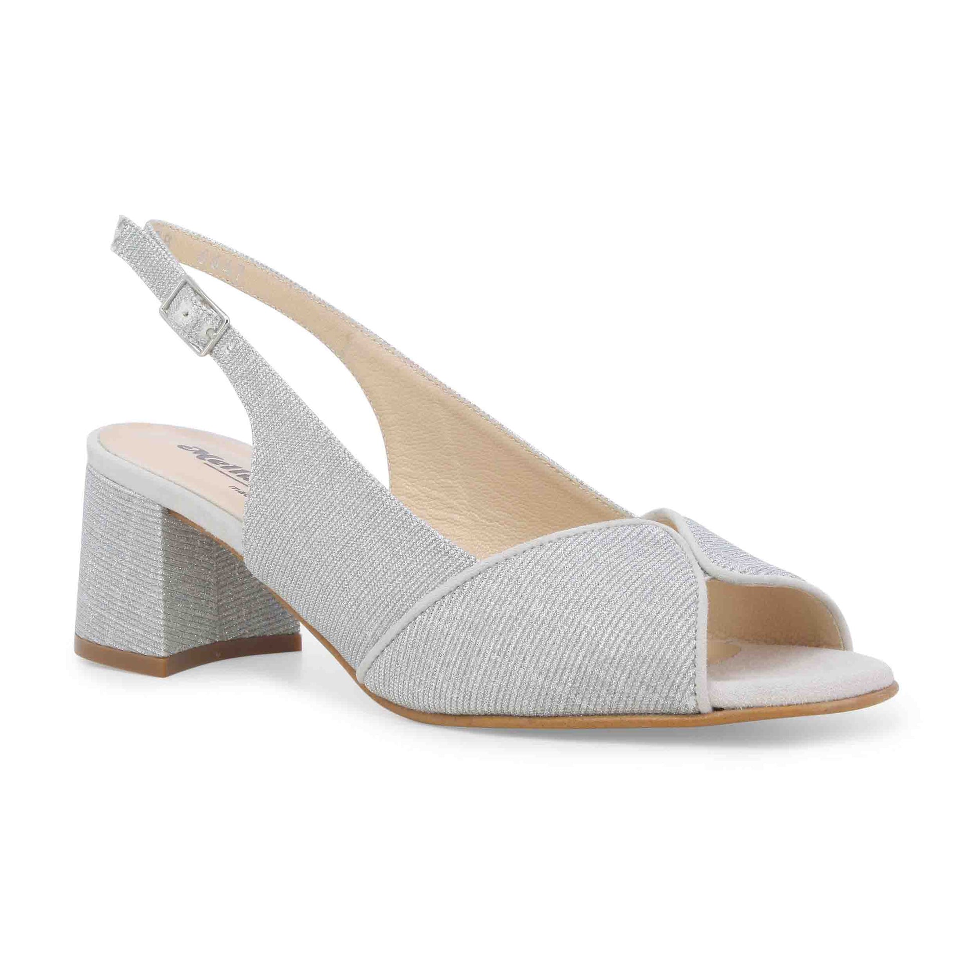 Melluso Sandalo donna comodo elegante in tessuto argento s634z