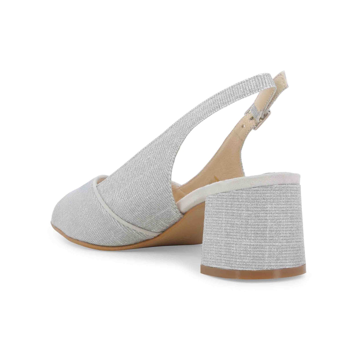 Melluso Sandalo donna comodo elegante in tessuto argento s634z