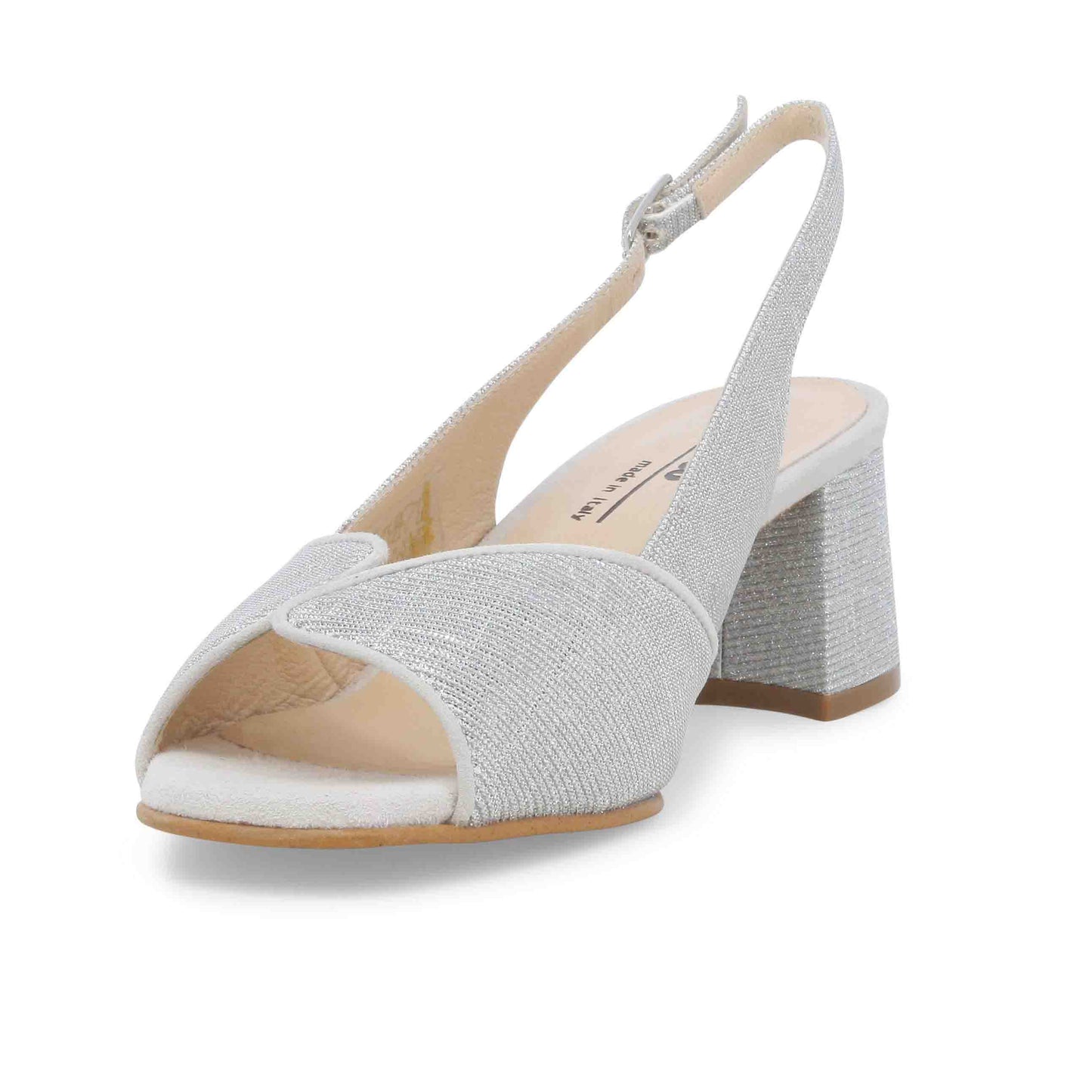 Melluso Sandalo donna comodo elegante in tessuto argento s634z