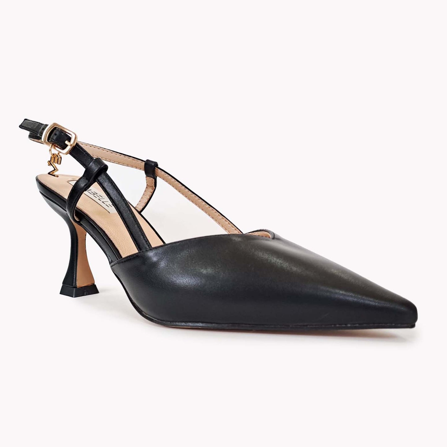 MIABELLE Sligback in pelle nera  tacco 75