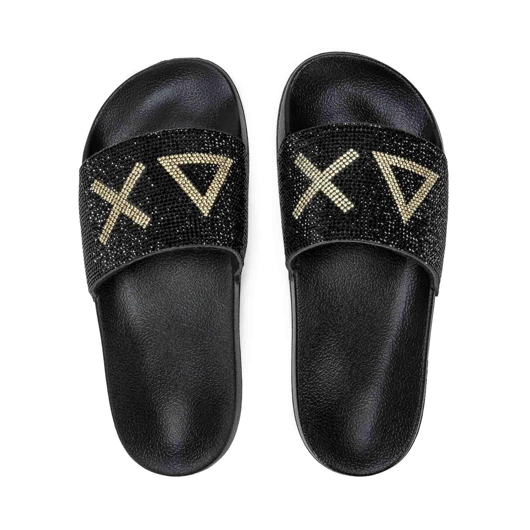 Sun68 Slippers logo strass nero