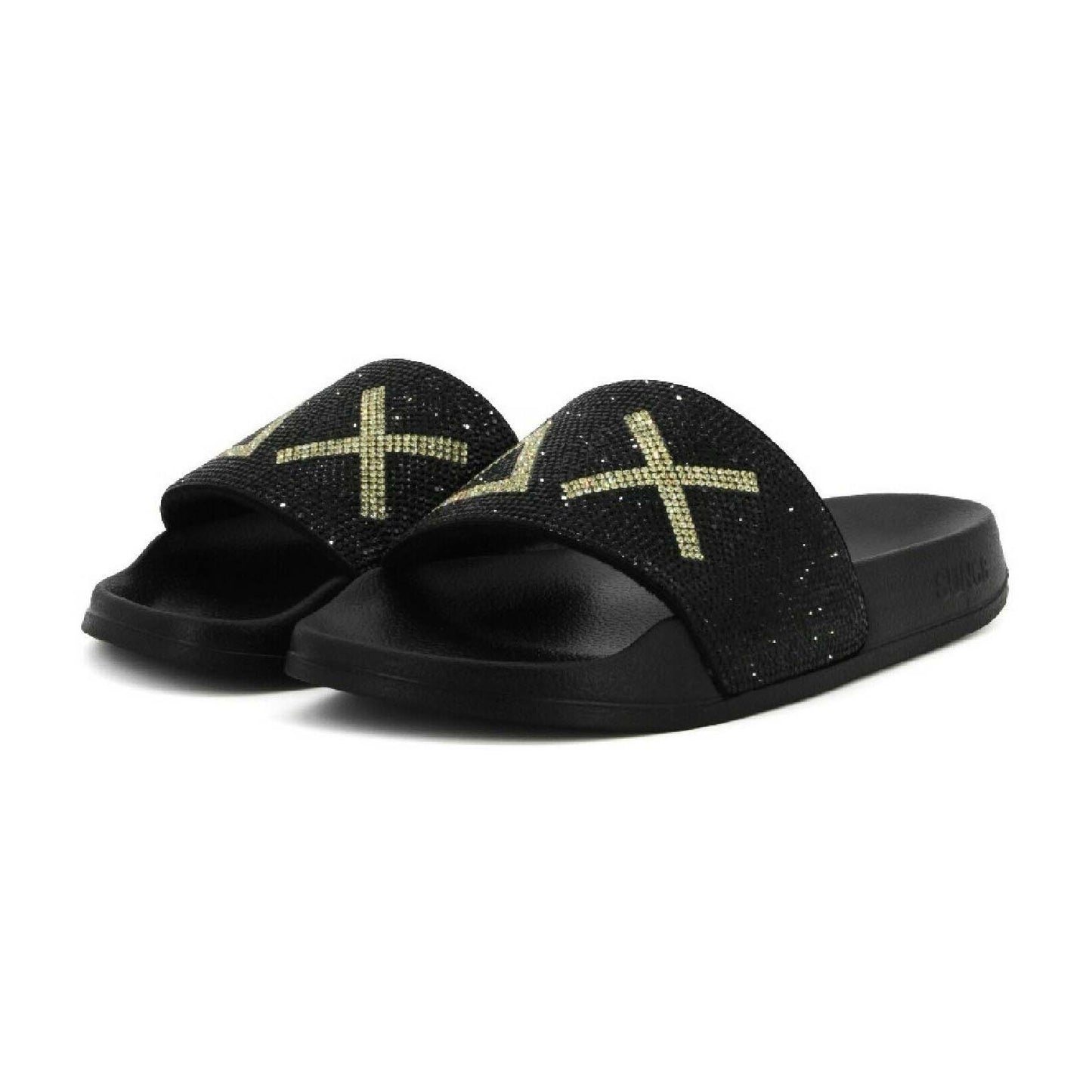Sun68 Slippers logo strass nero