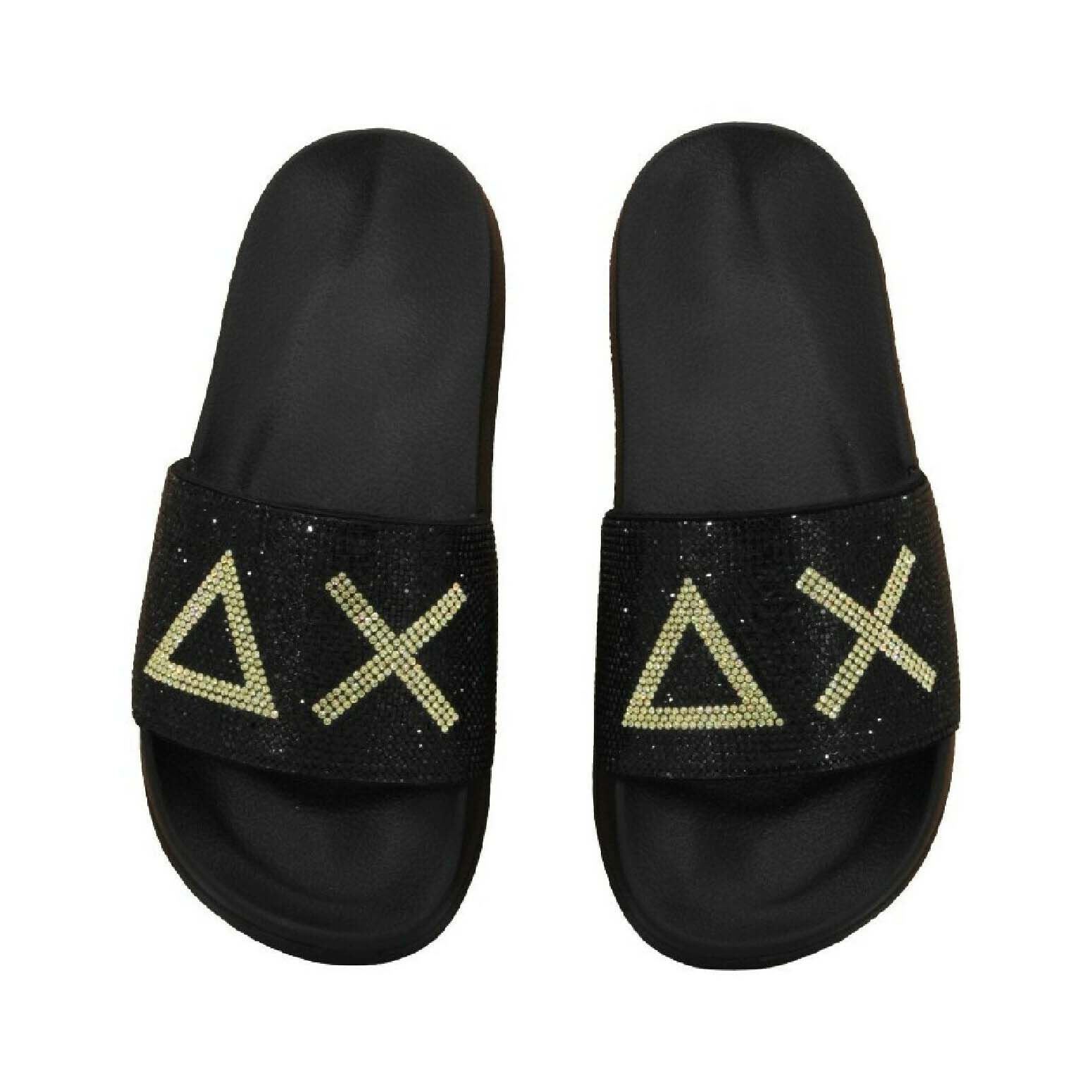 Sun68 Slippers logo strass nero