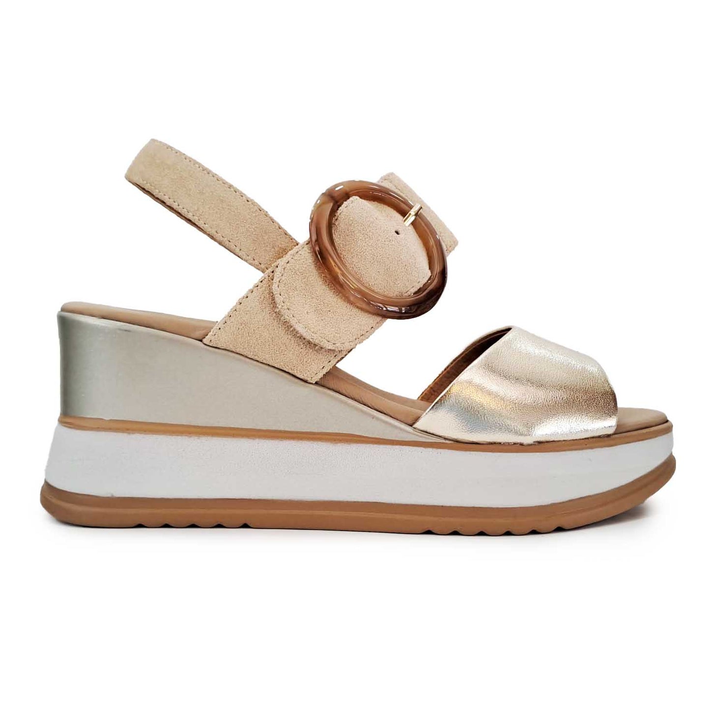 Repo Sandali in pelle Platino Beige