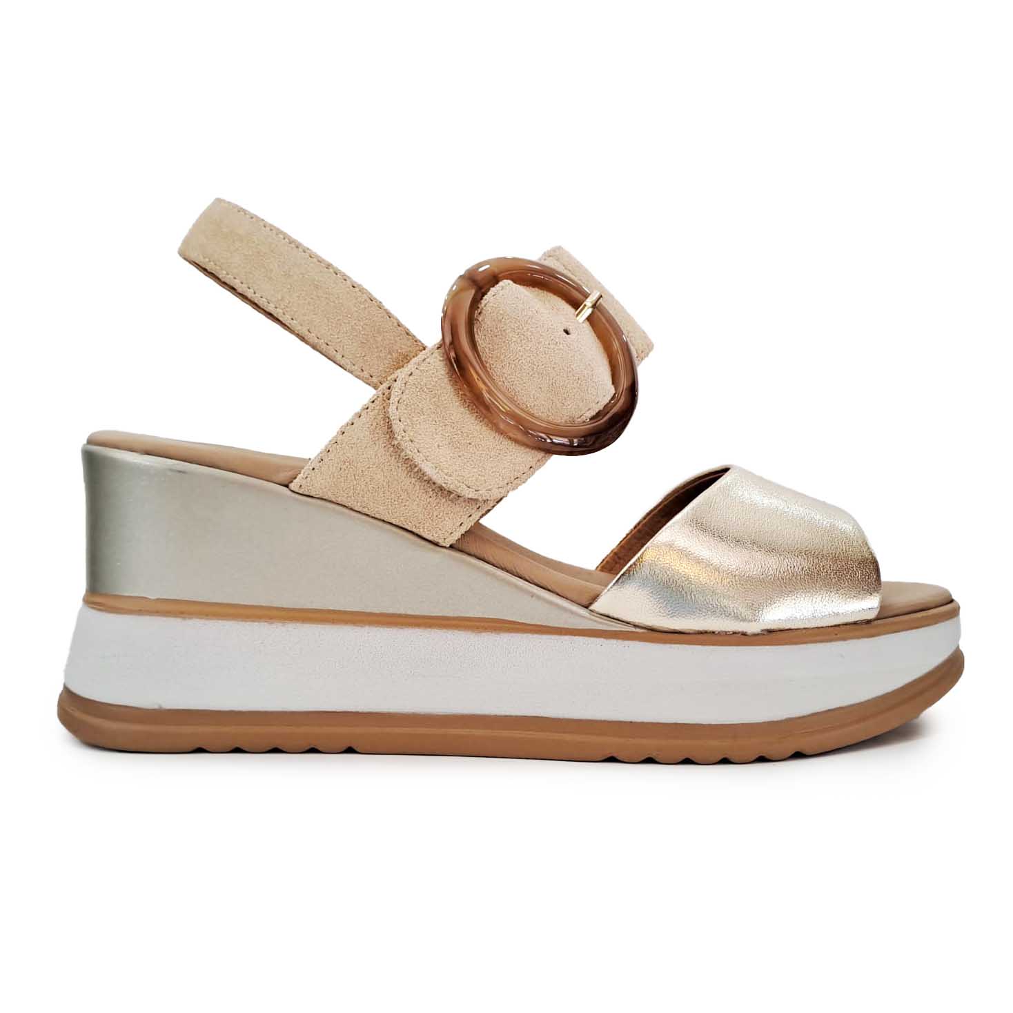 Repo Sandali in pelle Platino Beige