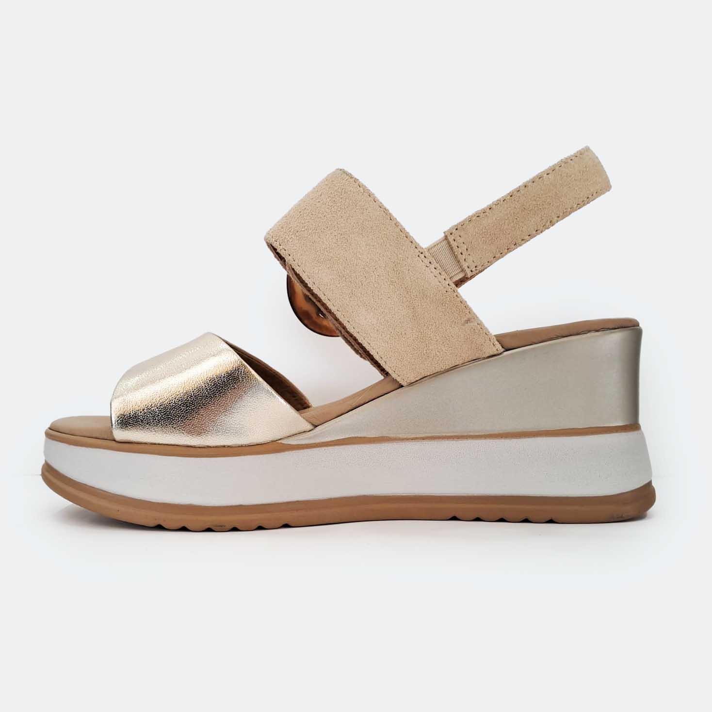Repo Sandali in pelle Platino Beige