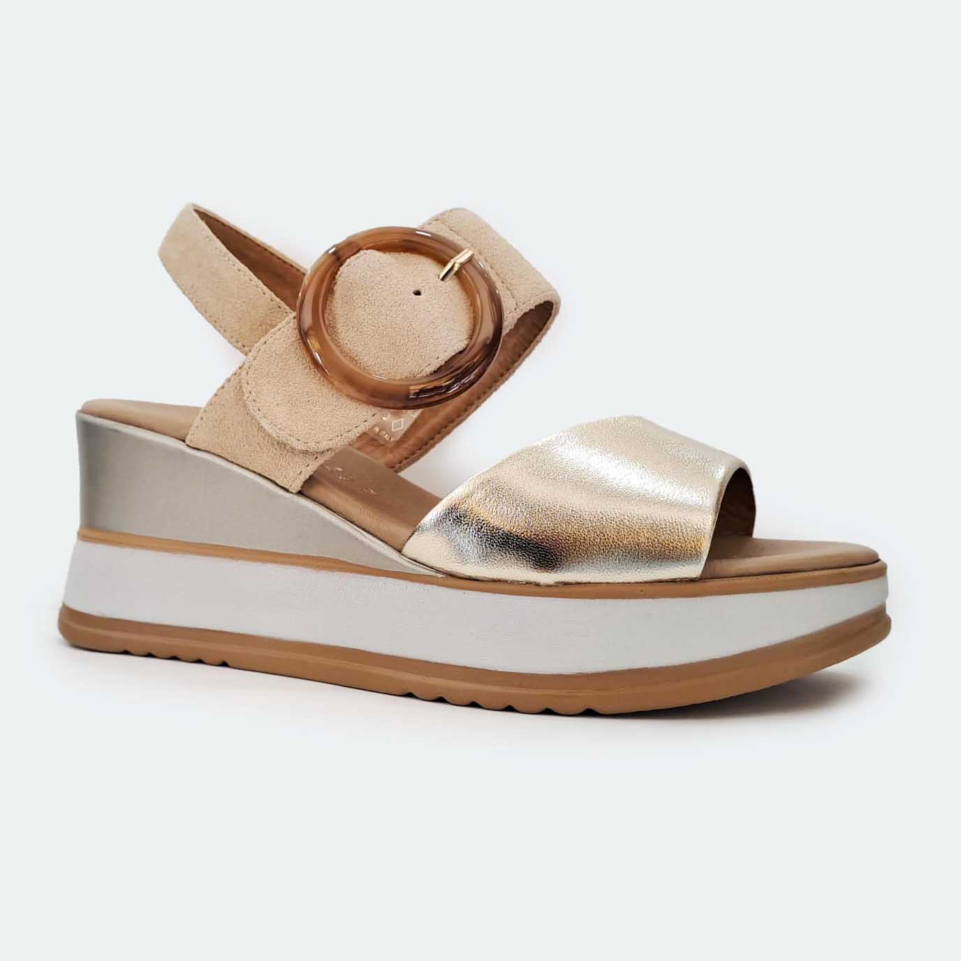Repo Sandali in pelle Platino Beige