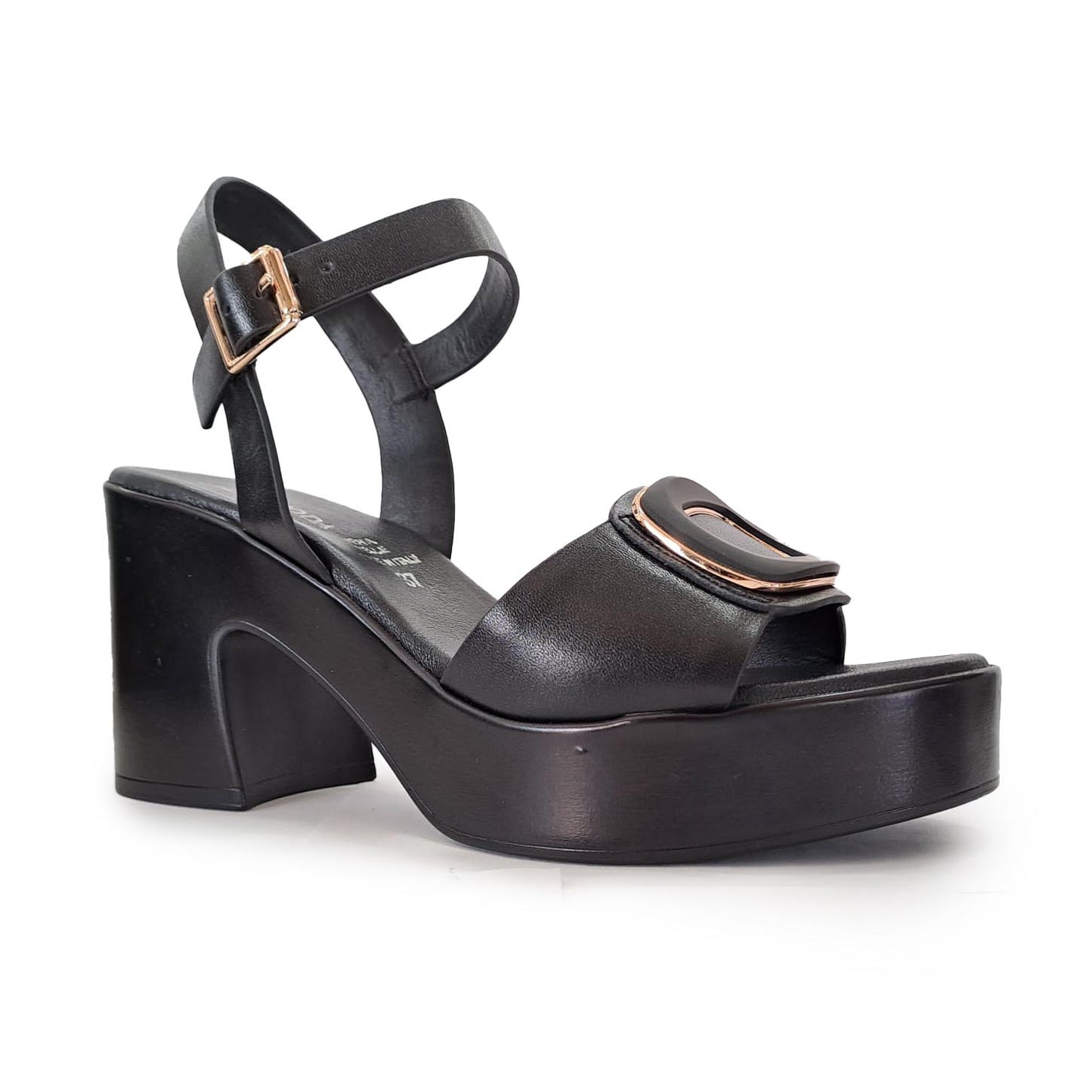 Repo Sandali Nero con tacco in pelle