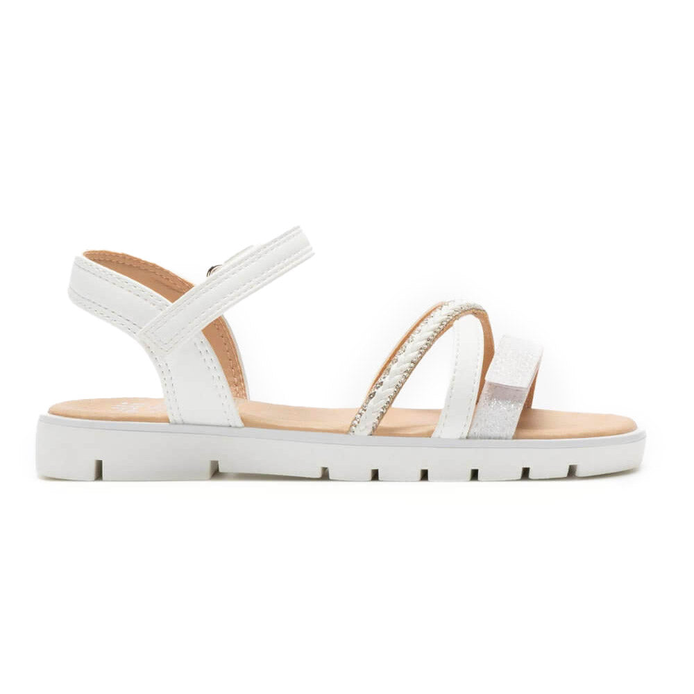 Lelli Kelly Sandalo bianco con intreccio e glitter argento